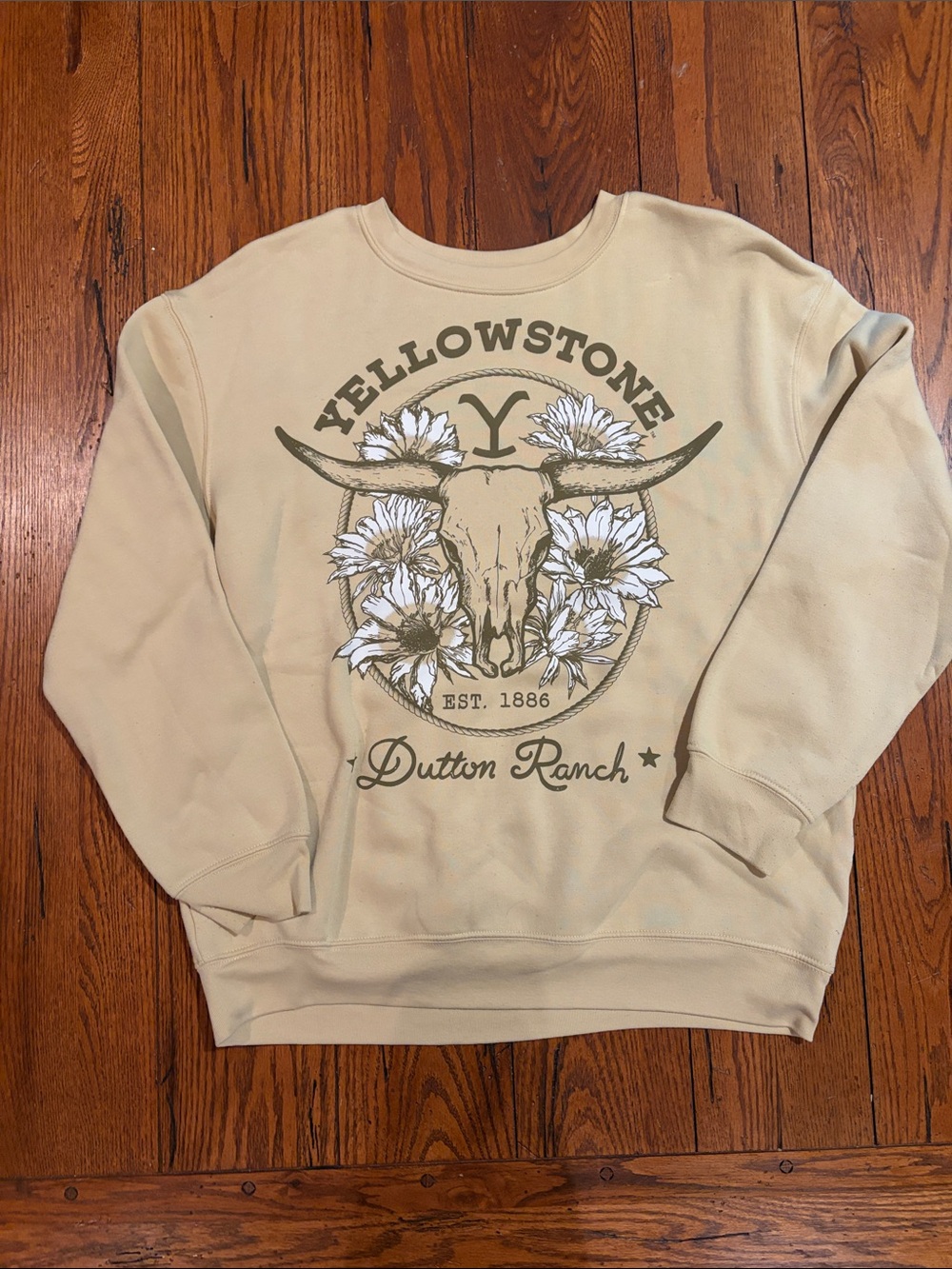 Yellowstone Dutton Ranch Beige Crewneck Sweatshirt - Women's Casual Pullover